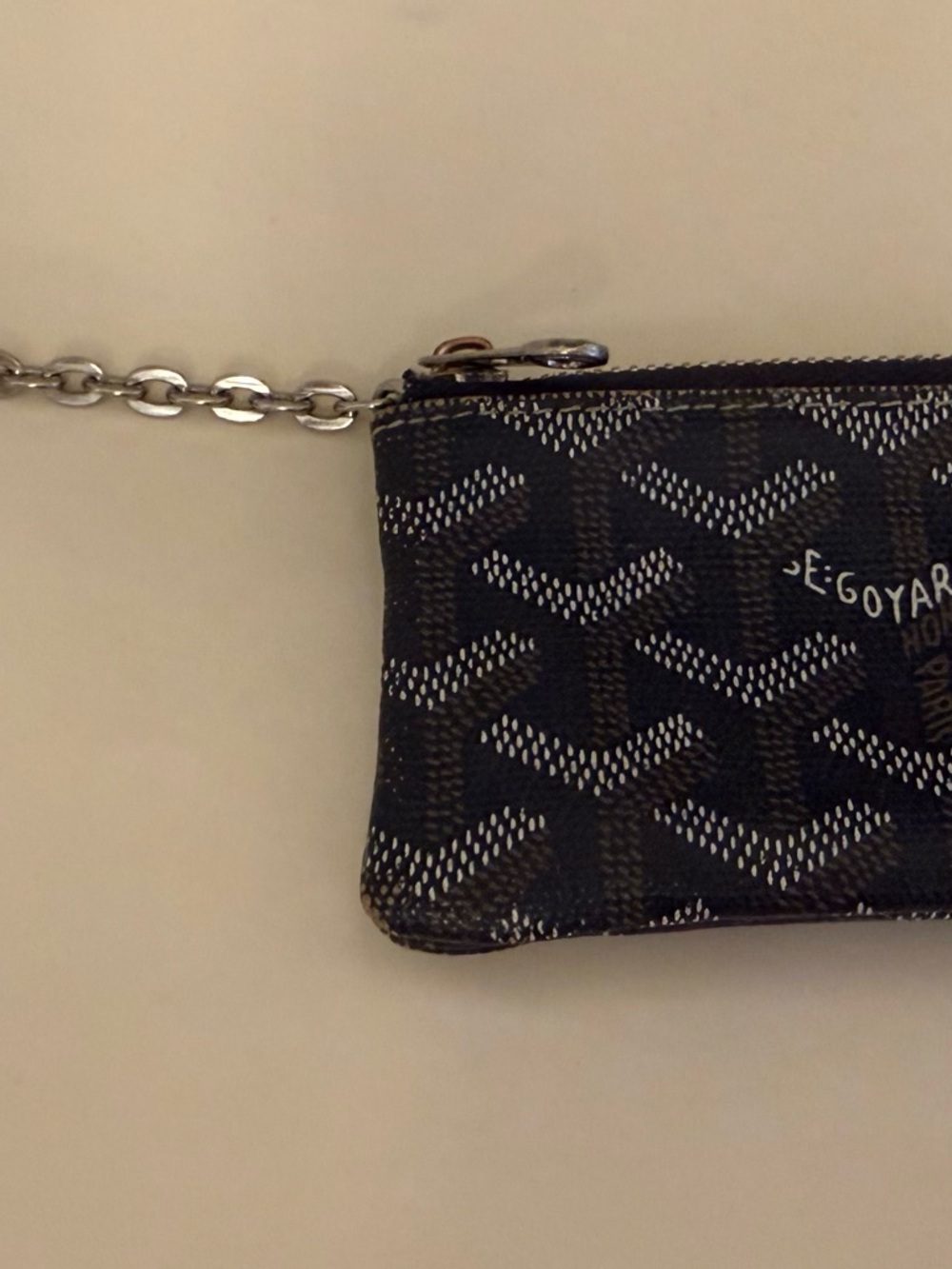 Navy and Yellow Small Zip Pouch